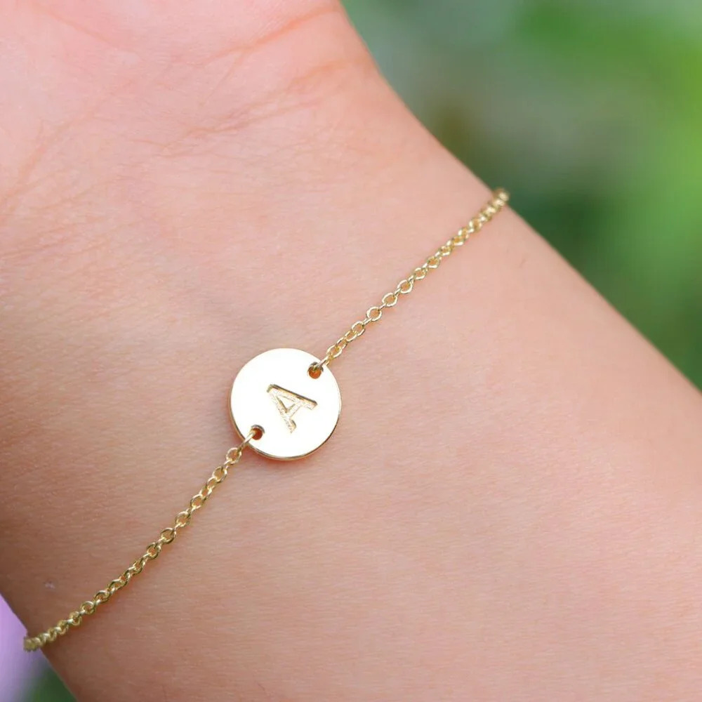 ENGRAVED PERSONALIZED❤️CHARM - A to Z GOLD INITIAL BRACELET GIRL TEEN, ELDM22240